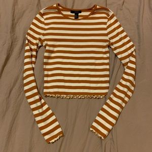 Burnt Orange/White Striped Croptop